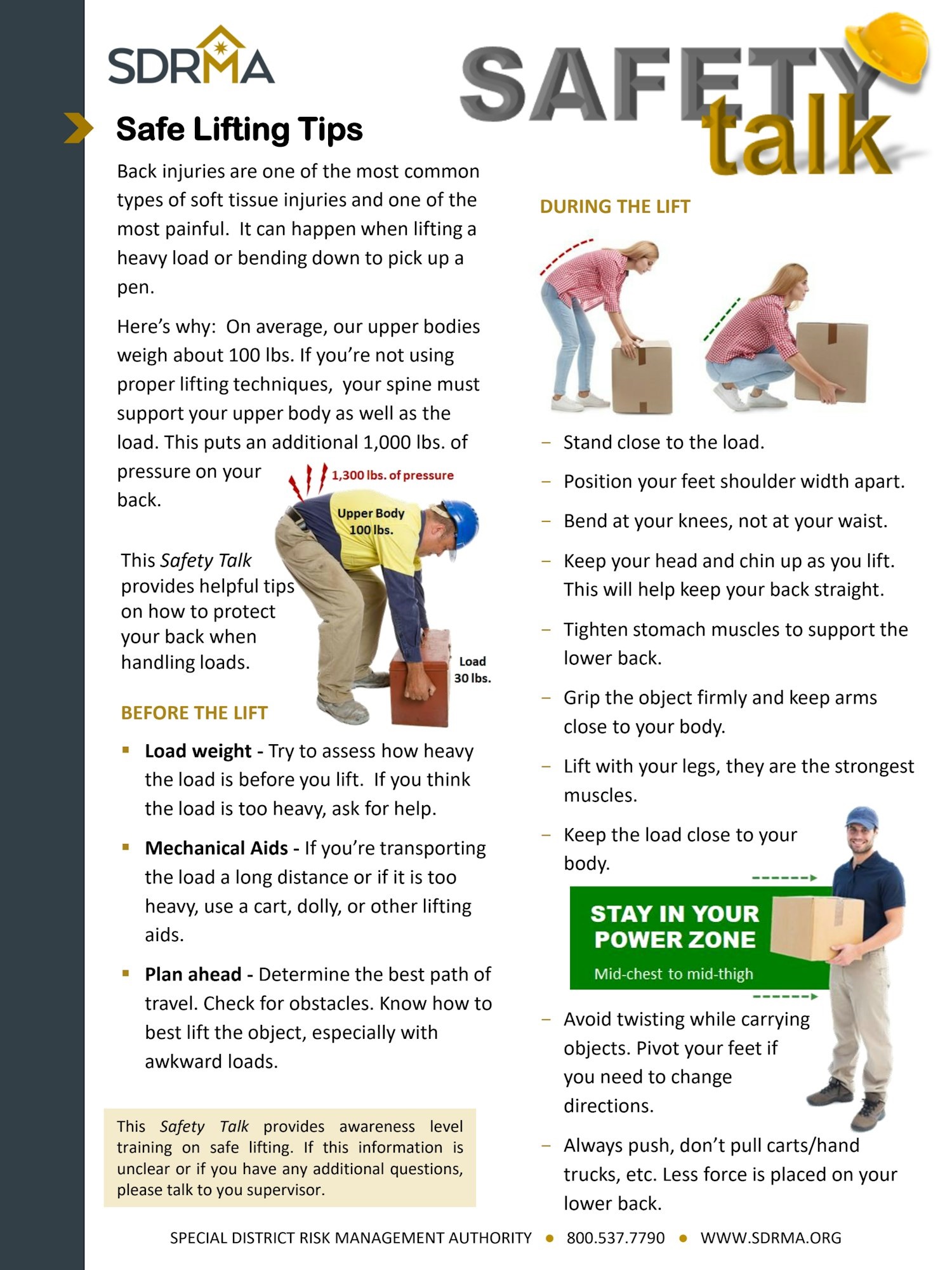 Ergonomics safer lifting